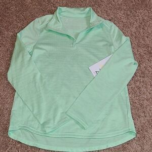 Zella Green Ash Sweater with zipper accents and thumb inserts